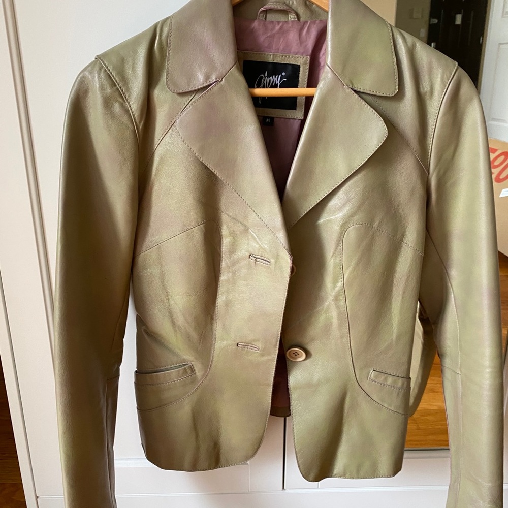 green leather jacket